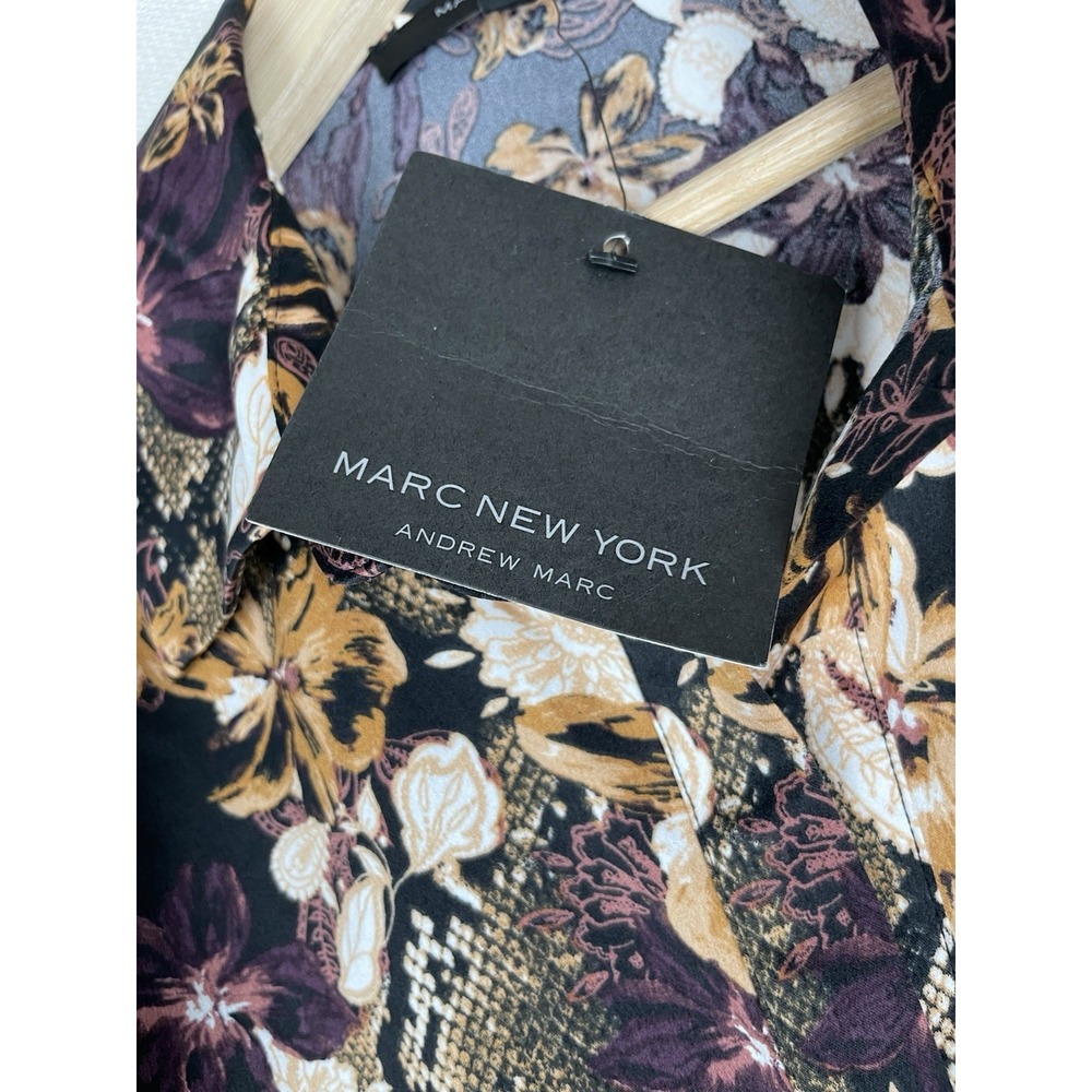 Marc New York Women's Floral Shirt Blouse Brown & Purple Medium‎ NWT Andrew Marc - Picture 9 of 12